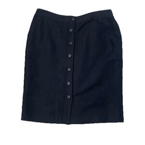 Lauren Ralph Lauren Black Button Front Skirt | Minimal Chic Sz 12